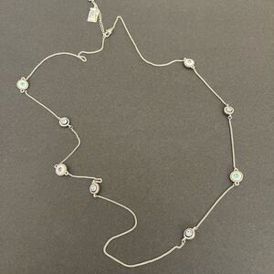 Brighton Halo Light Long Necklace Silver Tanzanite NWT